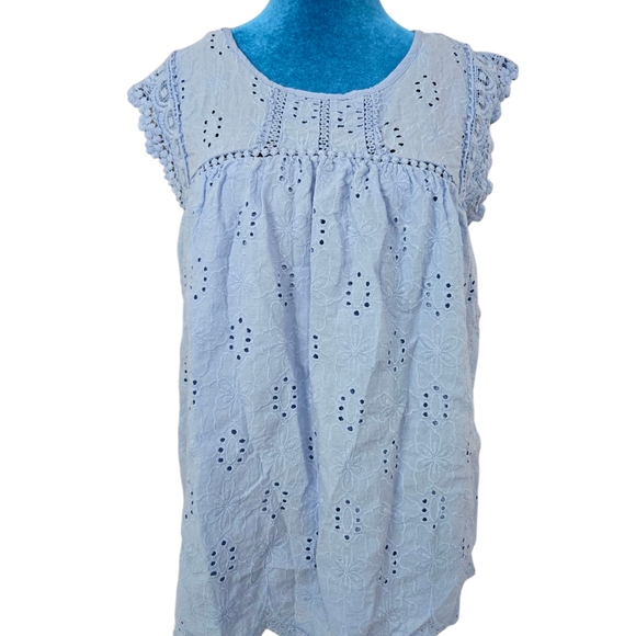 Tops - Knox Rose Eyelet Lace Babyblue Blouse Size L